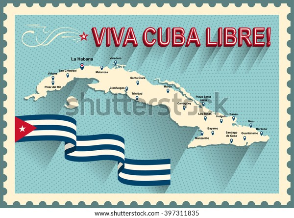 Download Vintage Style Cuba Map Viva Cuba Stock Vector Royalty Free 397311835