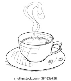  Vintage style cup of coffee on white background. Vector illustration EPS8