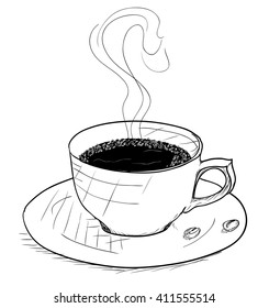  Vintage style cup of coffee on white background. Vector illustration EPS8