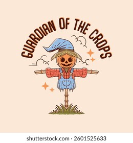 vintage style cute scarecrow cartoon illustration