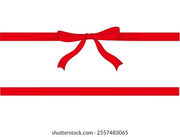Vintage style decorated long red bow and ribbon. Hand drawn vintage line art vector illustration. You can change the line and ribbon collor on the vector deta.