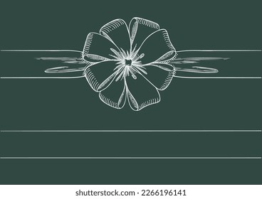 Vintage style decorated long white line bow and ribbon. Hand drawn vintage line art vector illustration. You can change the line  collor on the vector deta.