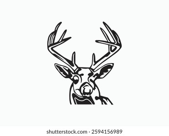 vintage style deer head silhouette, vector illustration art