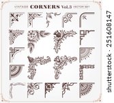 Vintage Style Design Elements Corners and Borders Set 3 Vector