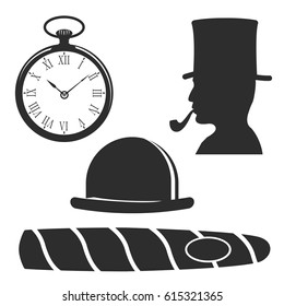 Vintage style design hipster gentleman vector illustration black silhouette design mustache element.