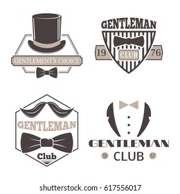 Vintage style design hipster gentleman vector illustration badge black silhouette element.