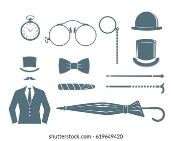 Vintage style design hipster gentleman vector illustration gray silhouette design mustache element.