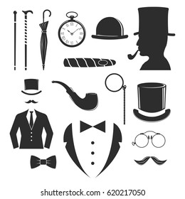 Vintage style design hipster gentleman vector illustration black silhouette design mustache element.