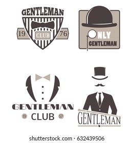 Vintage style design hipster gentleman vector illustration badge black silhouette element.