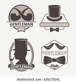 Vintage style design hipster gentleman vector illustration badge design mustache element.