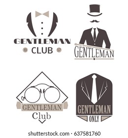Vintage style design hipster gentleman vector illustration badge black silhouette element.