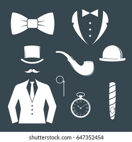 Vintage style design hipster gentleman vector illustration white silhouette design mustache element.