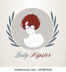 Vintage style design logo hipster girl
