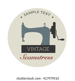 Vintage style design logo sewing machine