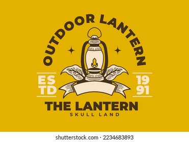 Vintage style design of outdoor lantern with ribbon