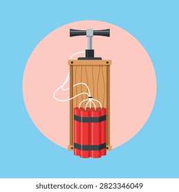 Vintage style dynamite plunger detonator illustration