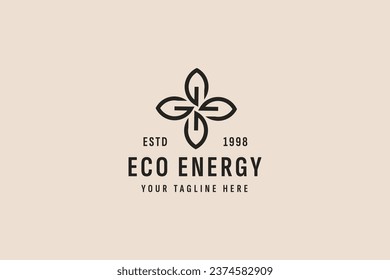 vintage style eco friendly energy logo vector icon illustration