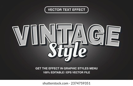 Plantilla de efecto de texto modificable de estilo de vintage, estilo de texto retro vintage, vector premium	