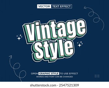 vintage style editable text, font effect, 3d text for title