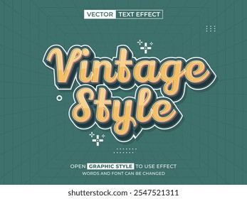 vintage style editable text, font effect, 3d text for title