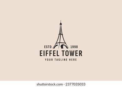 vintage style eiffel tower logo vector icon illustration