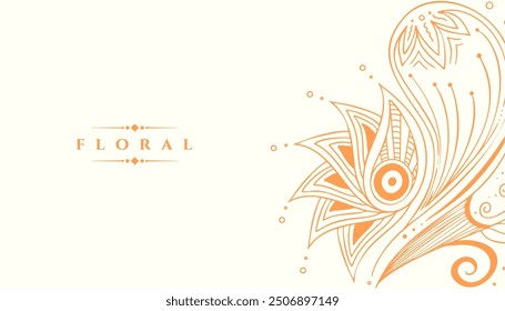 vintage style ethnic floral background in line art vector 