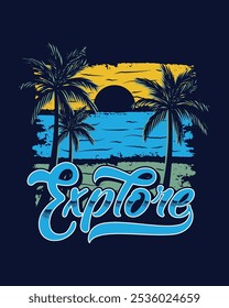 Vintage style explore t shirt design