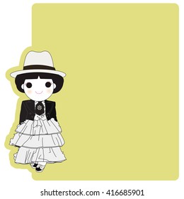 Vintage Style Fashionista Girl Character Paper Note illustration
