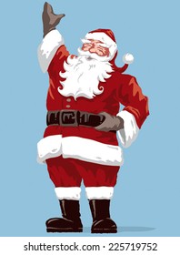 Vintage style Father Christmas / Santa Claus vector illustration, with Merry Christmas script calligraphic type. Fully adjustable and scalable.