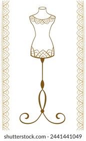 Vintage style female mannequin vector illustration