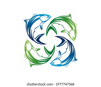 vintage style fish vector in rotation position