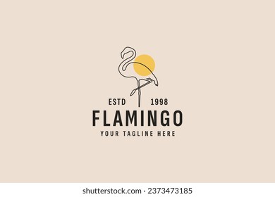 vintage style flamingo logo vector icon illustration