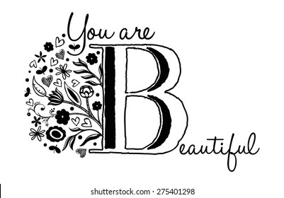 Vintage Style Floral Alphabet Letter B Stock Vector (Royalty Free ...