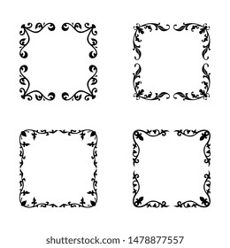 Vintage style floral empty frame. Template for wedding, greeting, invitation, romantic card. Creative vintage frame for advertising, scrapbook, announcement 