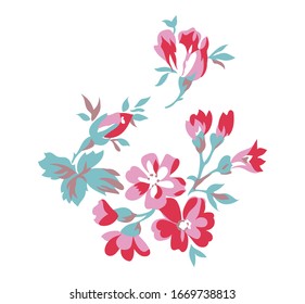 Vintage style floral illustration, design element, shabby chic flowers
