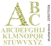 Vintage style floral letters font, vector alphabet.