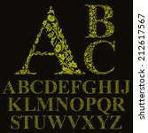Vintage style floral letters font, vector alphabet.