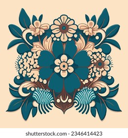 Tile de patrón floral de estilo vintage en colores retro