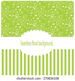 Vintage style flower pattern wallpaper stripes and circles spherical geometry.