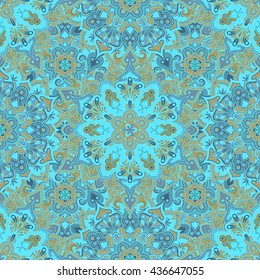 Vintage style flower seamless pattern. Tiled mandala design, best for print fabric or paper and more.