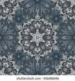 Vintage style flower seamless pattern. Tiled mandala design, best for print fabric or papper and more.