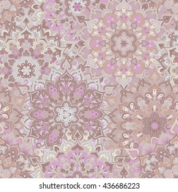 Vintage style flower seamless pattern. Tiled mandala design, best for print fabric or papper and more.