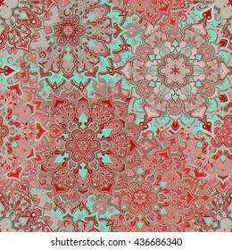 Vintage style flower seamless pattern. Tiled mandala design, best for print fabric or papper and more.