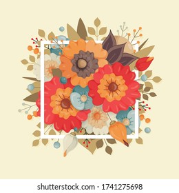 Vintage style flowers can be used as floral frames for invitations, cards, labels, discount cards, sales, for printing on paper and fabric.