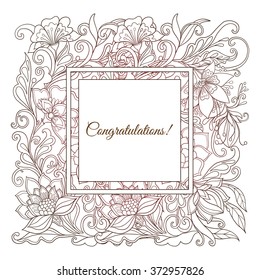 Vintage style flowers pattern for greeting card or wedding invitation. Vector illustration.