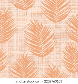 Vintage style foliage wall art seamless pattern Vintage textures effect stylish background Illustration fern, leaf branch, lavender, eucalyptus leaves on linen textured. Trendy 2023-flowers de