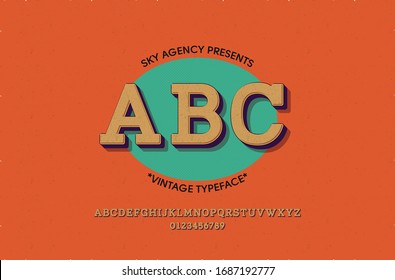 Vintage style font and alphabet. ABC typeface