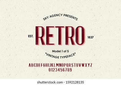 Vintage style font and alphabet for different designs. Retro typeface.