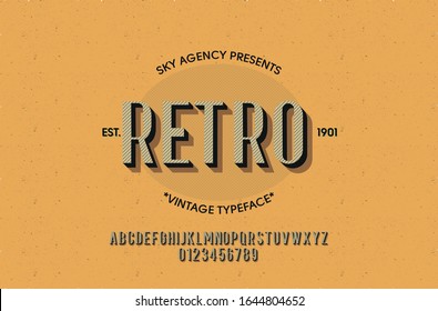 Vintage style font and alphabet for different designs. Retro typeface