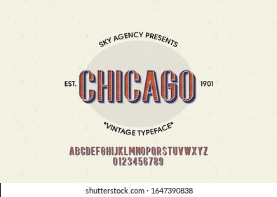 Vintage style font and alphabet for different designs. Chicago typeface